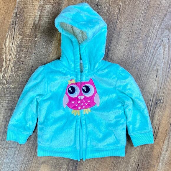 Healthtex Owl Fleece Jacket Mint Green 18 Mos - Picture 1 of 6